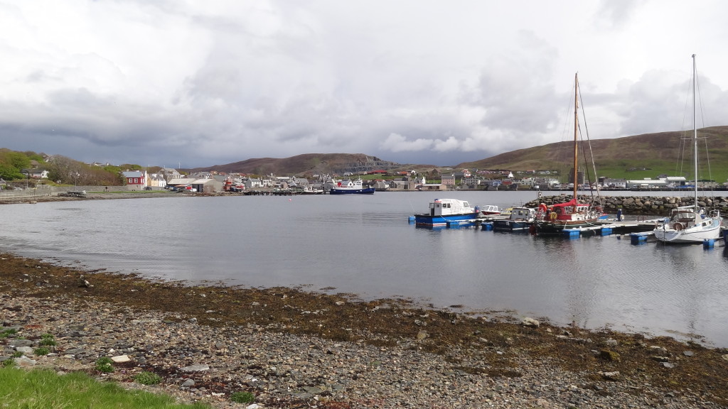 small marina with sail boats in Scalloway